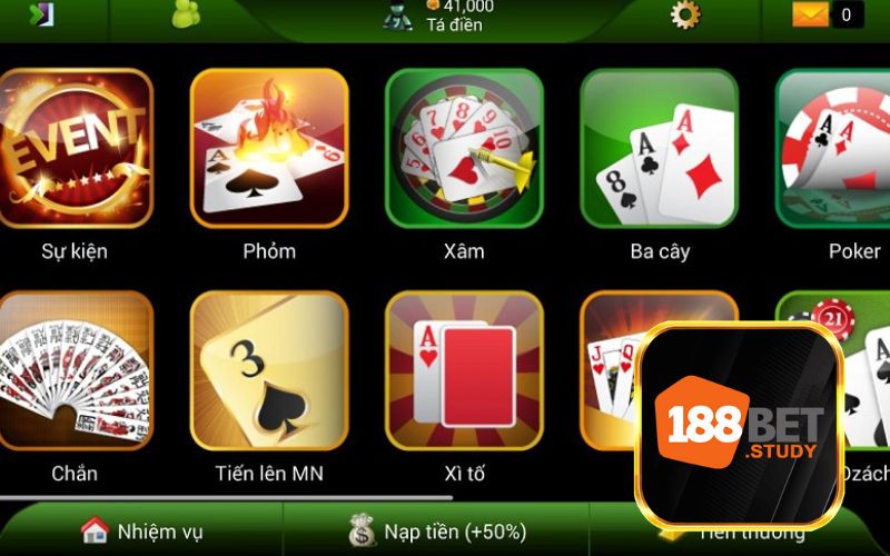 Sơ lược về sảnh chơi Game bài tại 188BET